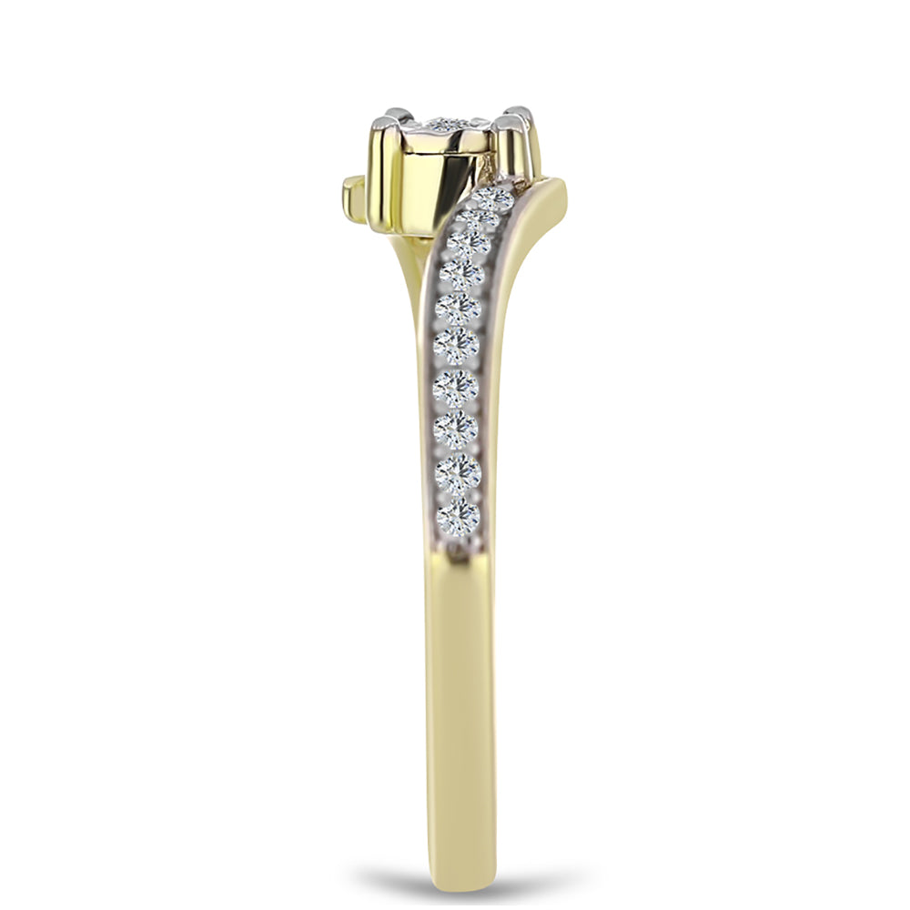 Goldplattierter Silberring mit weißem Diamant und weißem Topas 4 