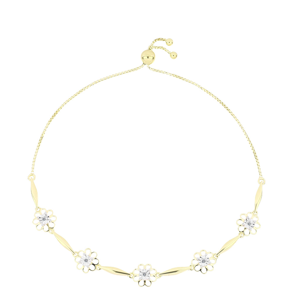 Goldplattiertes Silberarmband mit weißem Diamant 1 