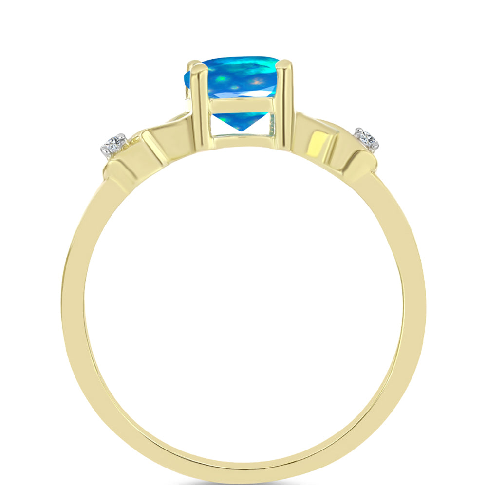 Goldplattierter Silberring mit äthiopischem Paradiese-Opal und weißem Topas 2 