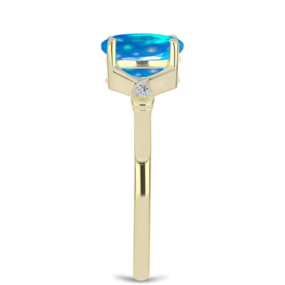 Goldplattierter Silberring mit äthiopischem Paradiese-Opal und weißem Topas