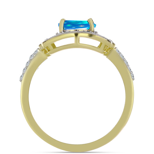 Goldplattierter Silberring mit äthiopischem Paradiese-Opal und weißem Topas