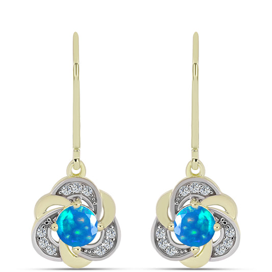 Goldplattierte Silberohrringe mit äthiopischem Paradiese-Opal und weißem Topas