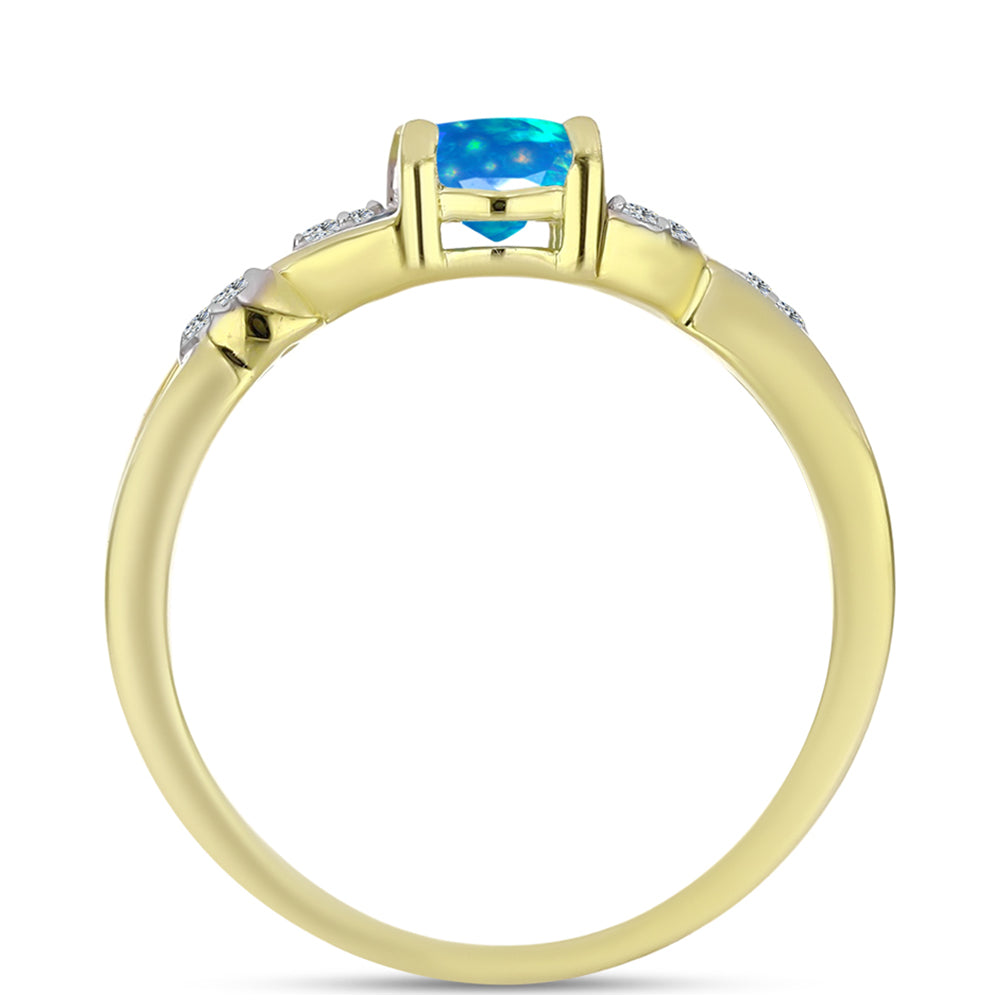 Goldplattierter Silberring mit äthiopischem Paradiese-Opal und weißem Topas 2 