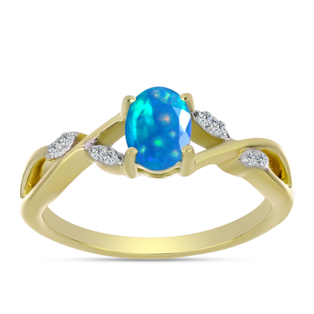 Goldplattierter Silberring mit äthiopischem Paradiese-Opal und weißem Topas 3 