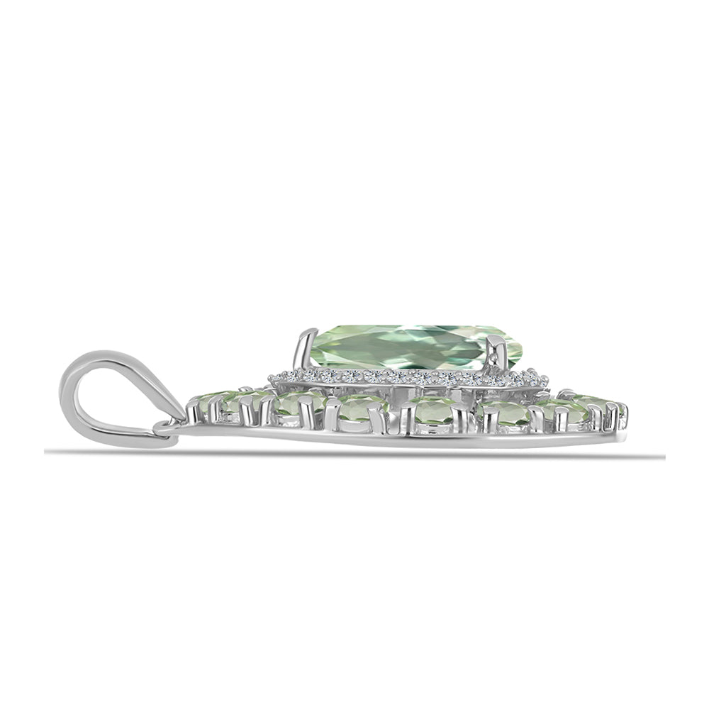 Silberanhänger mit grünem Amethyst und weißem Topas 2 