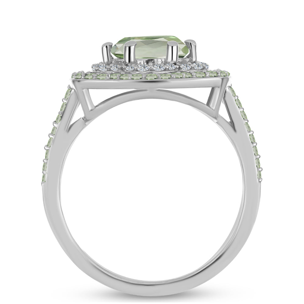 Silberring mit grünem Amethyst und Peridot aus Changbai