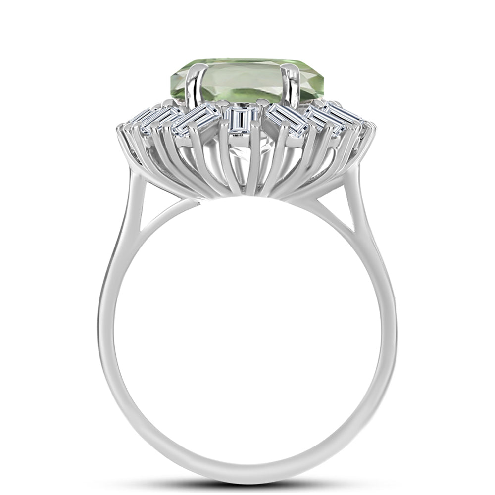 Silberring mit grünem Amethyst und weißem Topas