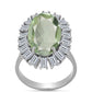 Silberring mit grünem Amethyst und weißem Topas