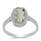 Silberring mit grünem Amethyst und weißem Topas