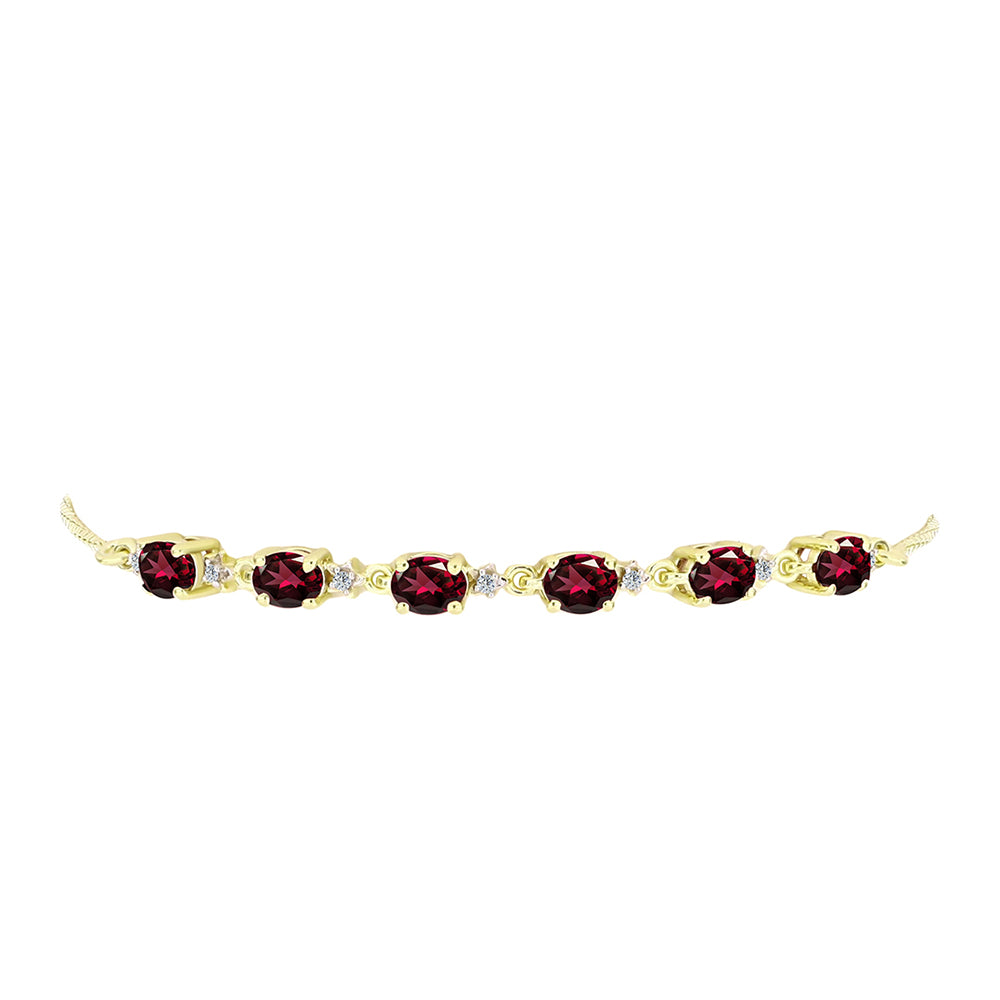 Goldplattiertes Silberarmband mit Rhodolith Granat und weißem Topas 2 