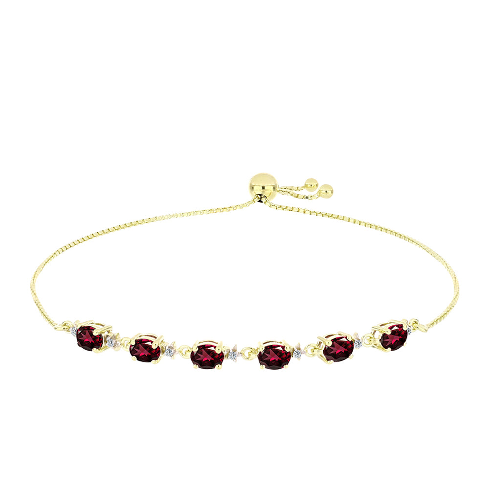 Goldplattiertes Silberarmband mit Rhodolith Granat und weißem Topas 1 