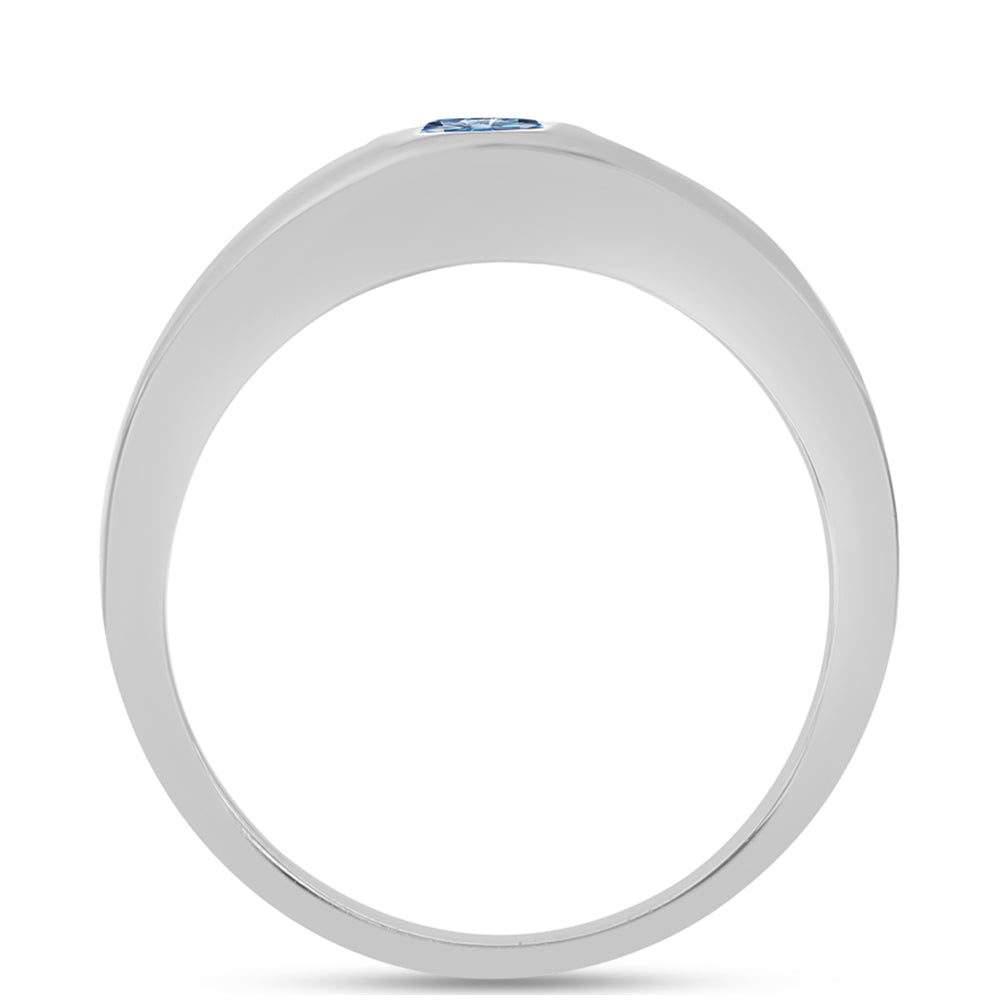 Silberring mit Ozeanblauem Moissanit