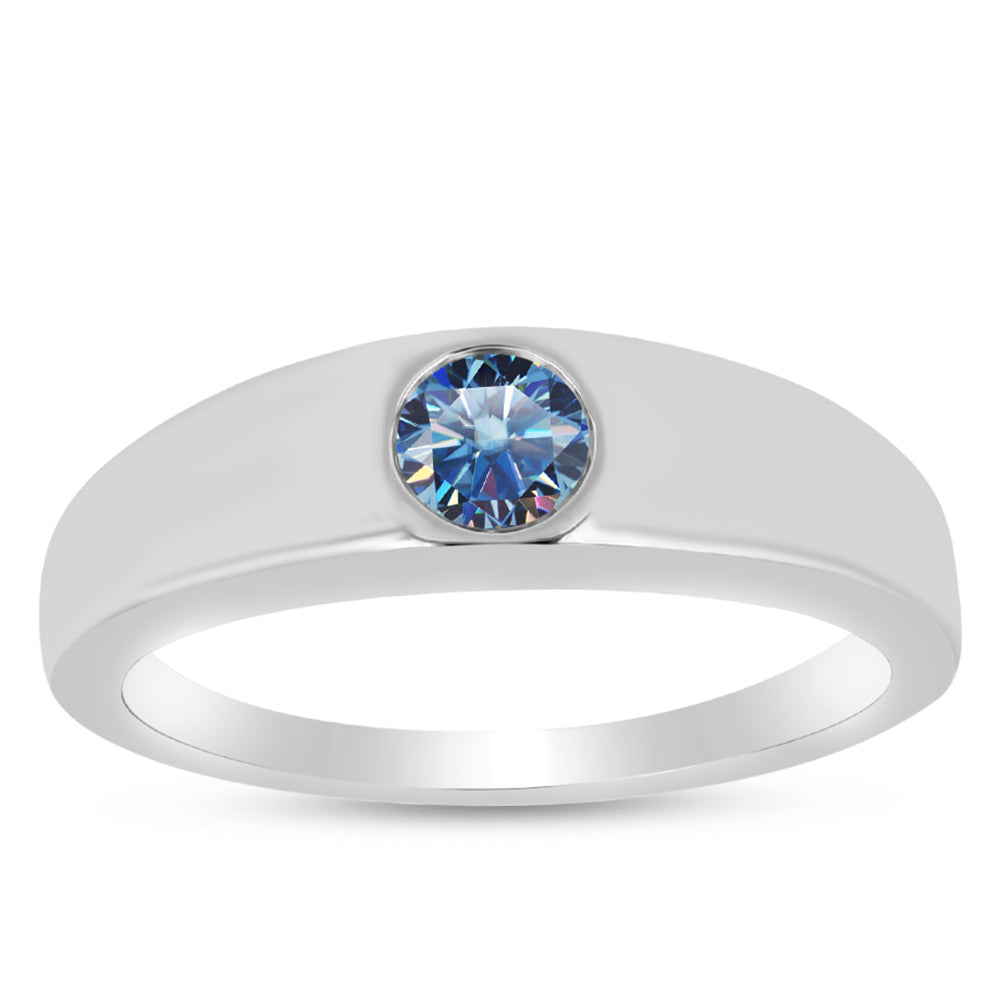 Silberring mit Ozeanblauem Moissanit