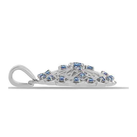 Silberanhänger mit Ozeanblauem Moissanit
