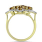 Goldplattierter Silberring mit Cognac-Quarz und weißem Topas