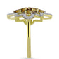 Goldplattierter Silberring mit Cognac-Quarz und weißem Topas