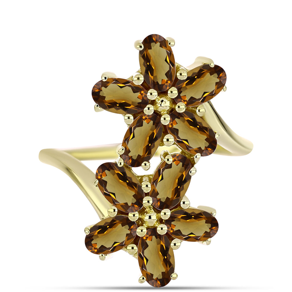 Goldplattierter Silberring mit Cognac-Quarz 1 