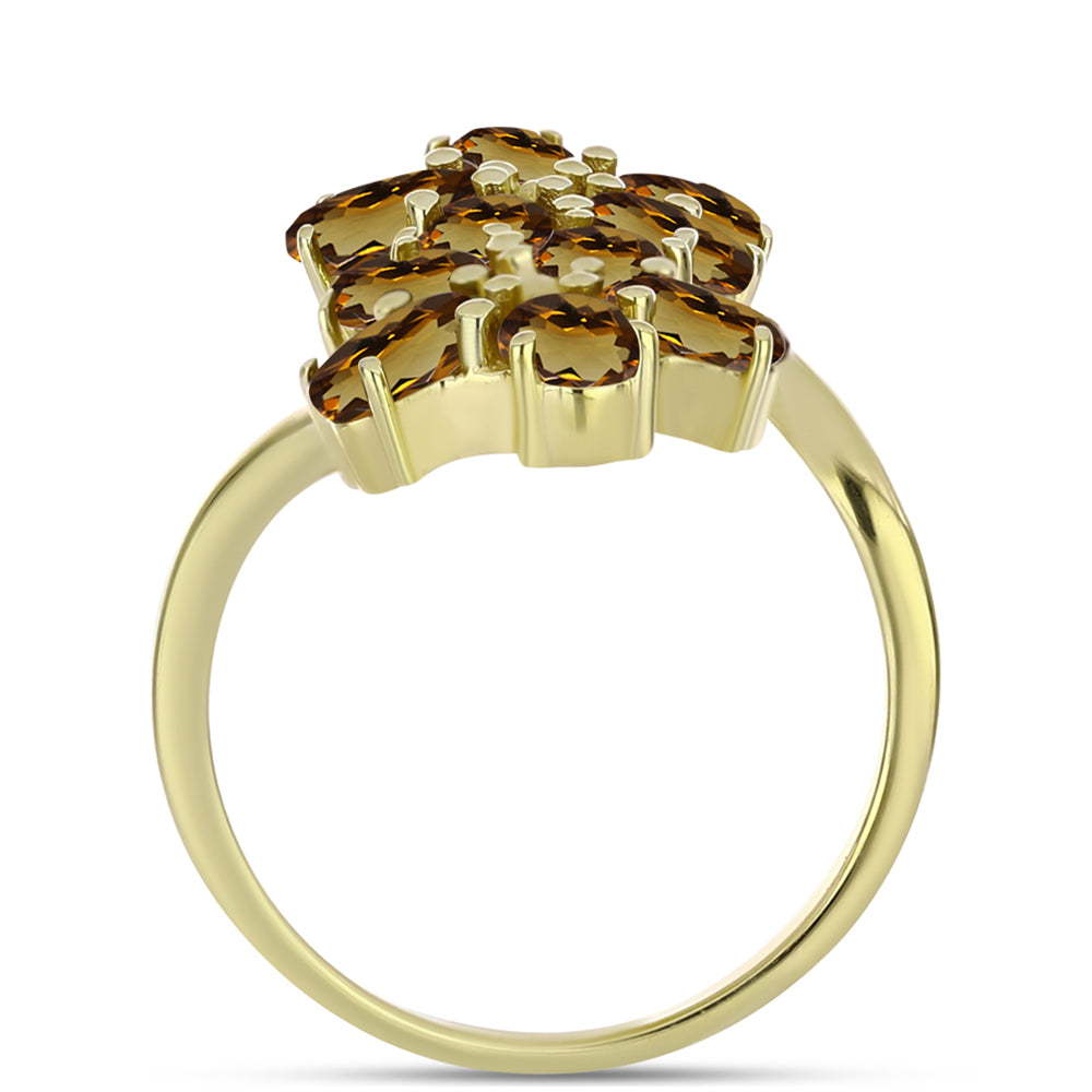 Goldplattierter Silberring mit Cognac-Quarz