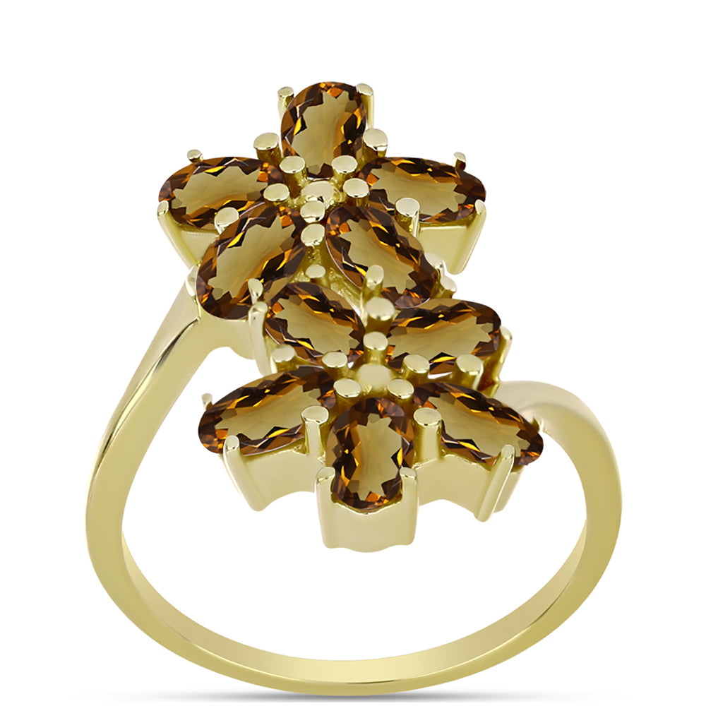 Goldplattierter Silberring mit Cognac-Quarz 3 