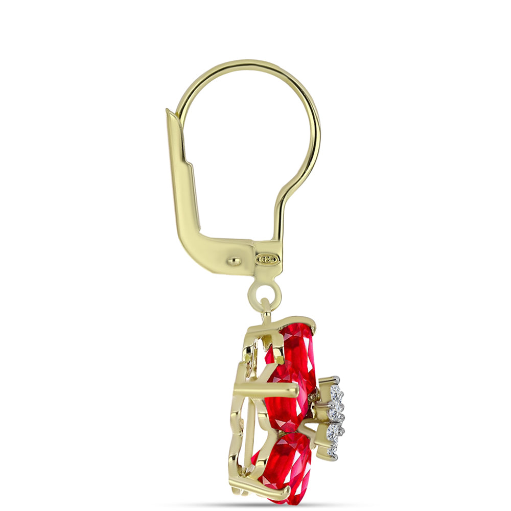 Goldplattierte Silberohrringe mit rotem Achat und weißem Topas 2 