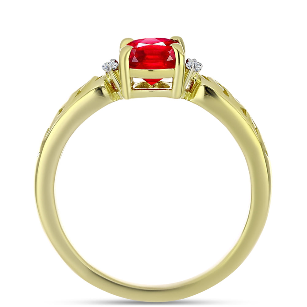 Goldplattierter Silberring mit rotem Achat und weißem Topas