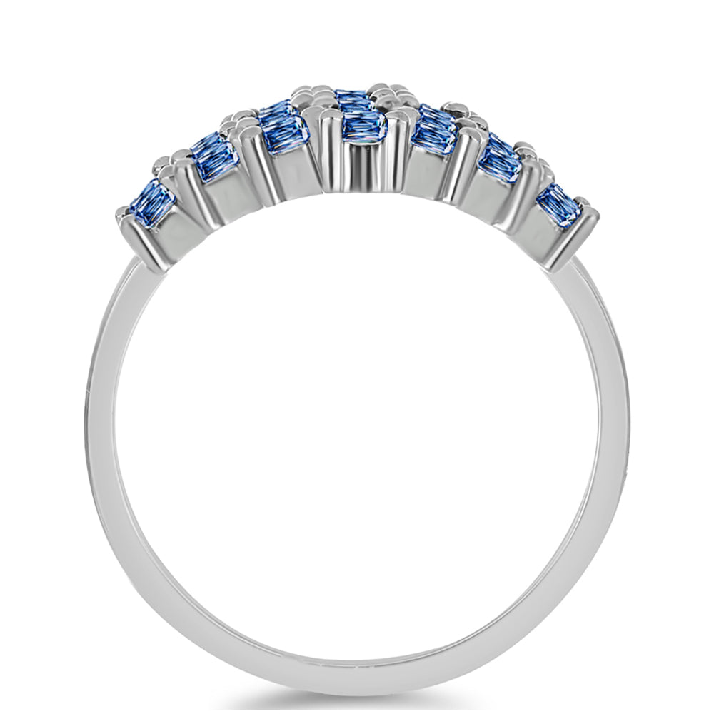 Silberring mit Ozeanblauem Moissanit