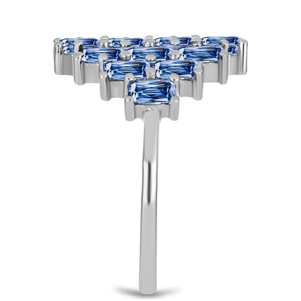 Silberring mit Ozeanblauem Moissanit