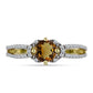 Goldplattierter Silberring mit Cognac-Quarz und weißem Topas