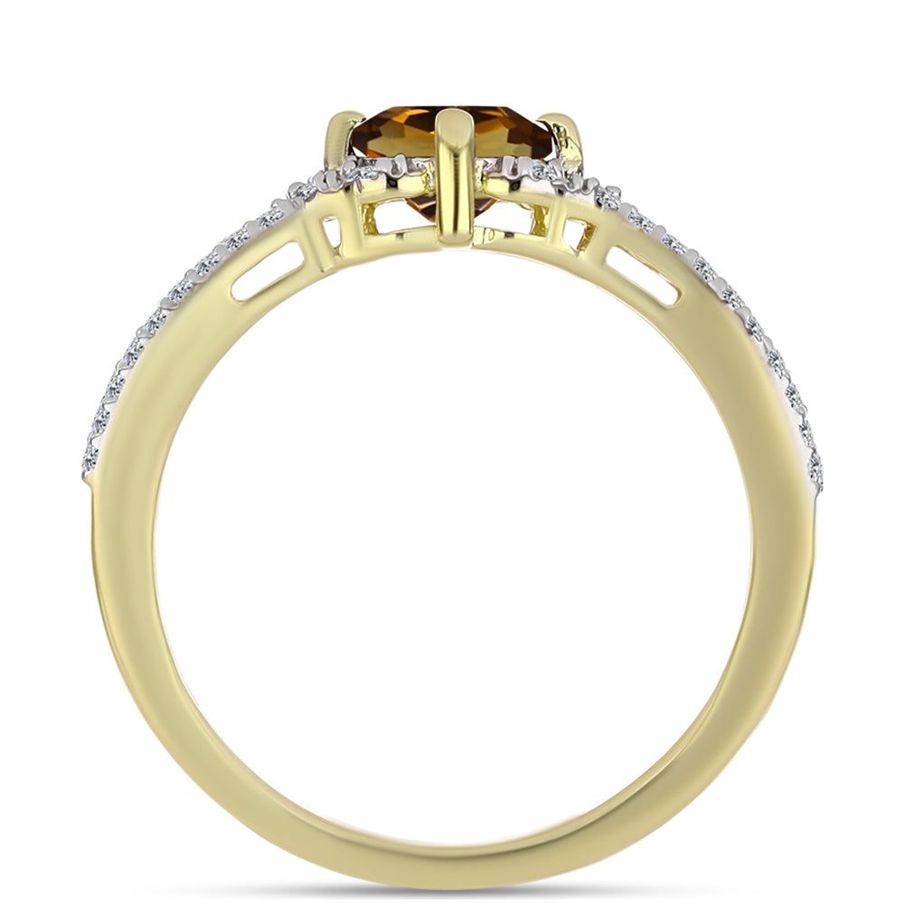 Goldplattierter Silberring mit Cognac-Quarz und weißem Topas 3 