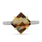 Goldplattierter Silberring mit Cognac-Quarz und weißem Topas