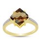 Goldplattierter Silberring mit Cognac-Quarz und weißem Topas