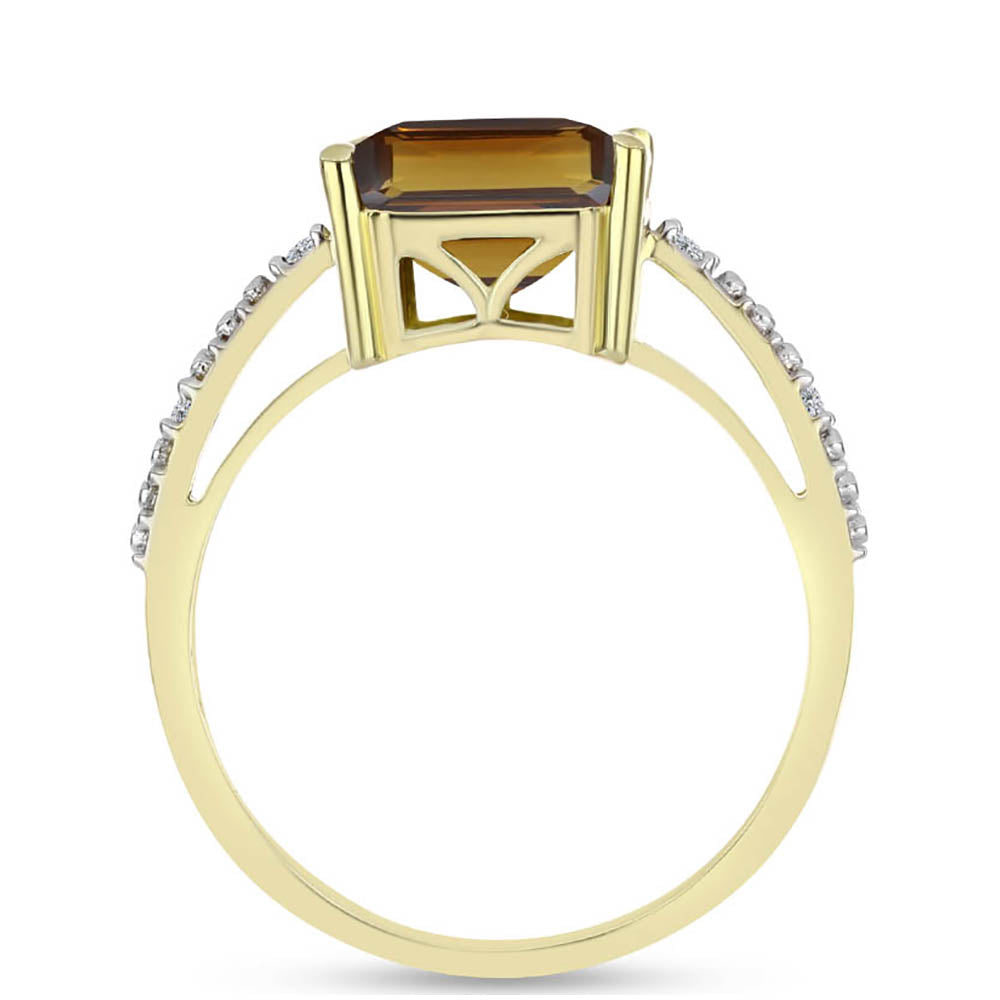 Goldplattierter Silberring mit Cognac-Quarz und weißem Topas 2 