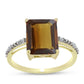Goldplattierter Silberring mit Cognac-Quarz und weißem Topas