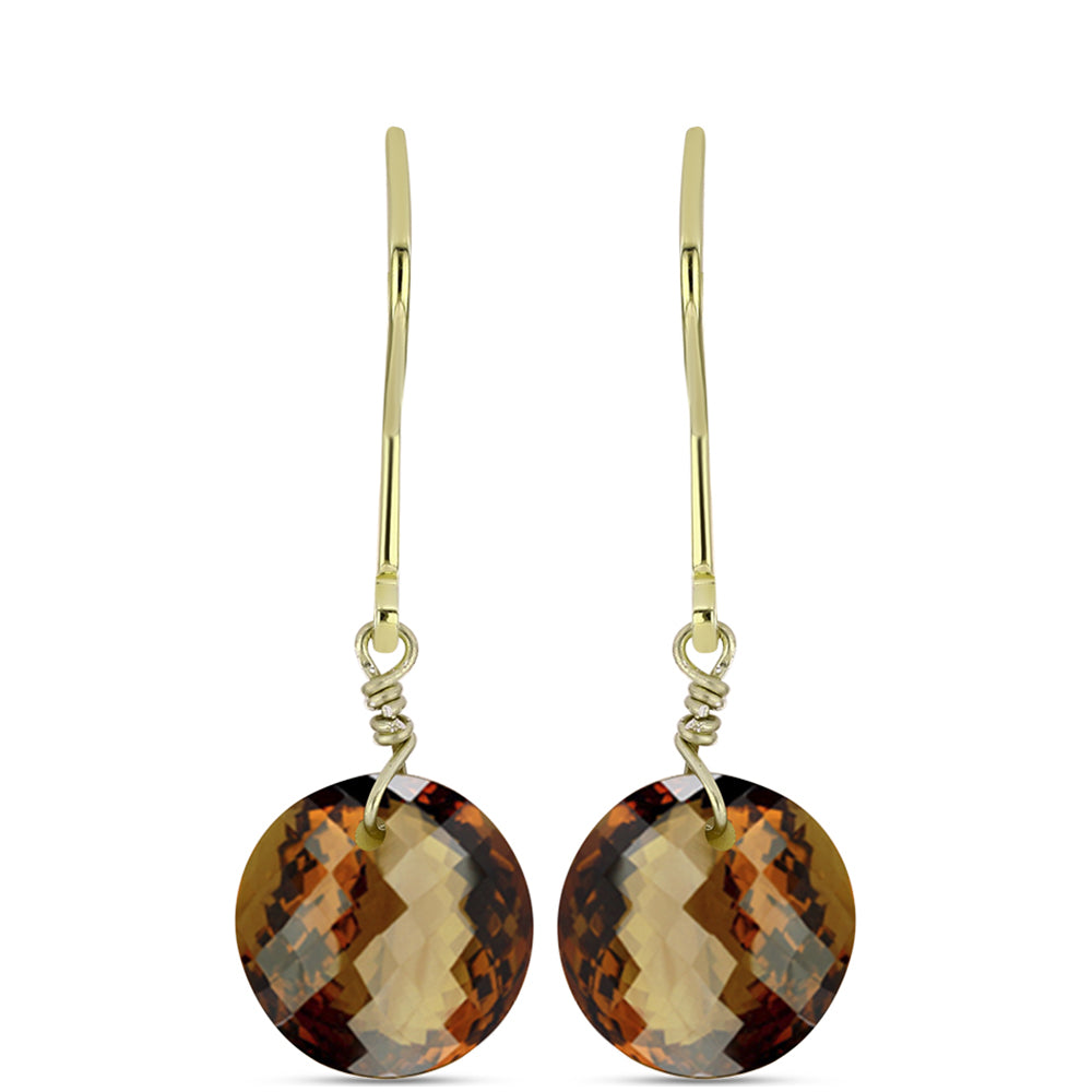 Goldplattierte Silberohrringe mit Cognac-Quarz 1 