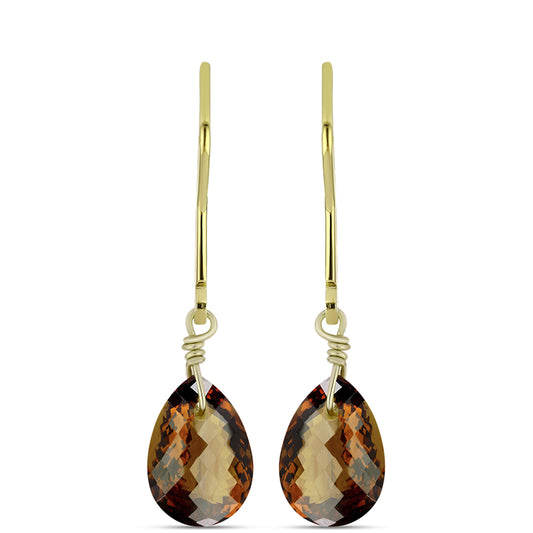 Goldplattierte Silberohrringe mit Cognac-Quarz