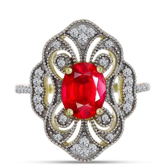 Goldplattierter Silberring mit rotem Achat und weißem Topas