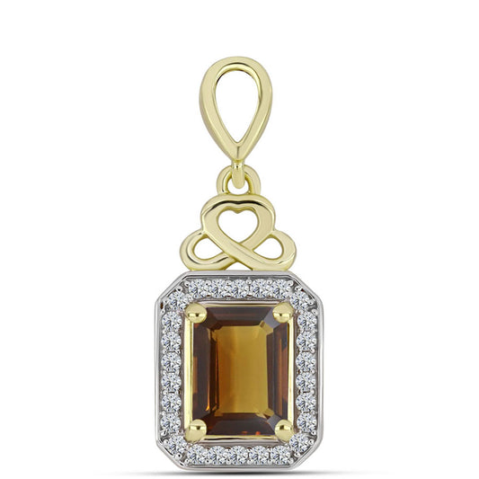 Goldplattierter Silberanhänger mit Cognac-Quarz und weißem Topas