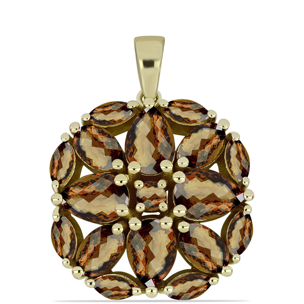 Goldplattierter Silberanhänger mit Cognac-Quarz