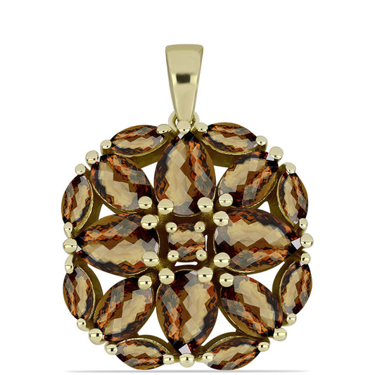 Goldplattierter Silberanhänger mit Cognac-Quarz