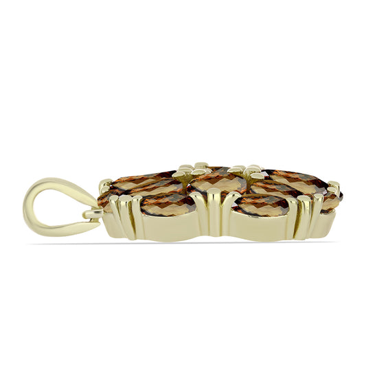 Goldplattierter Silberanhänger mit Cognac-Quarz