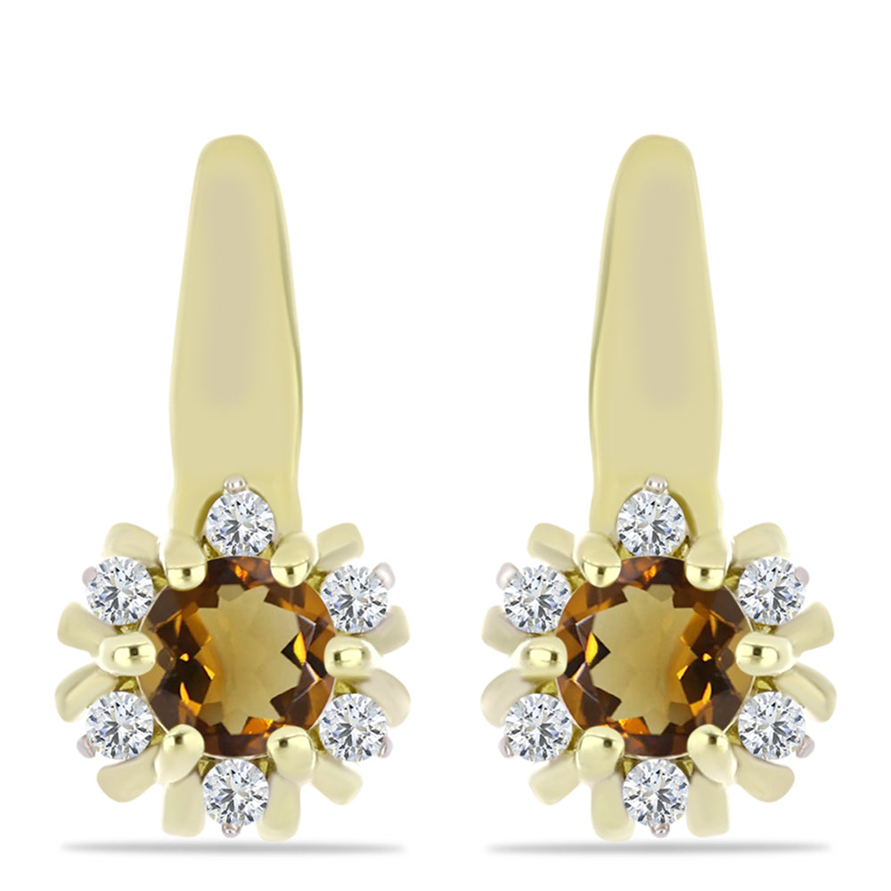 Goldplattierte Silberohrringe mit Cognac-Quarz und weißem Topas 1 