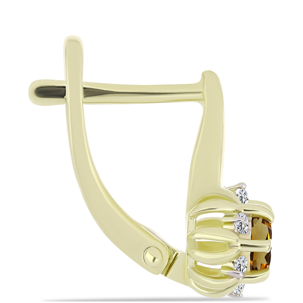 Goldplattierte Silberohrringe mit Cognac-Quarz und weißem Topas 2 