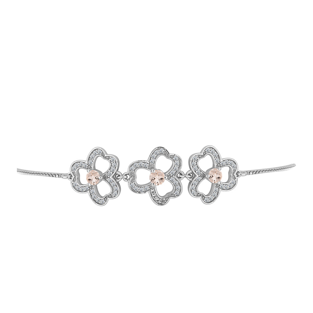 Silberarmband mit Morganit aus Gozareh und weißem Topas 2 
