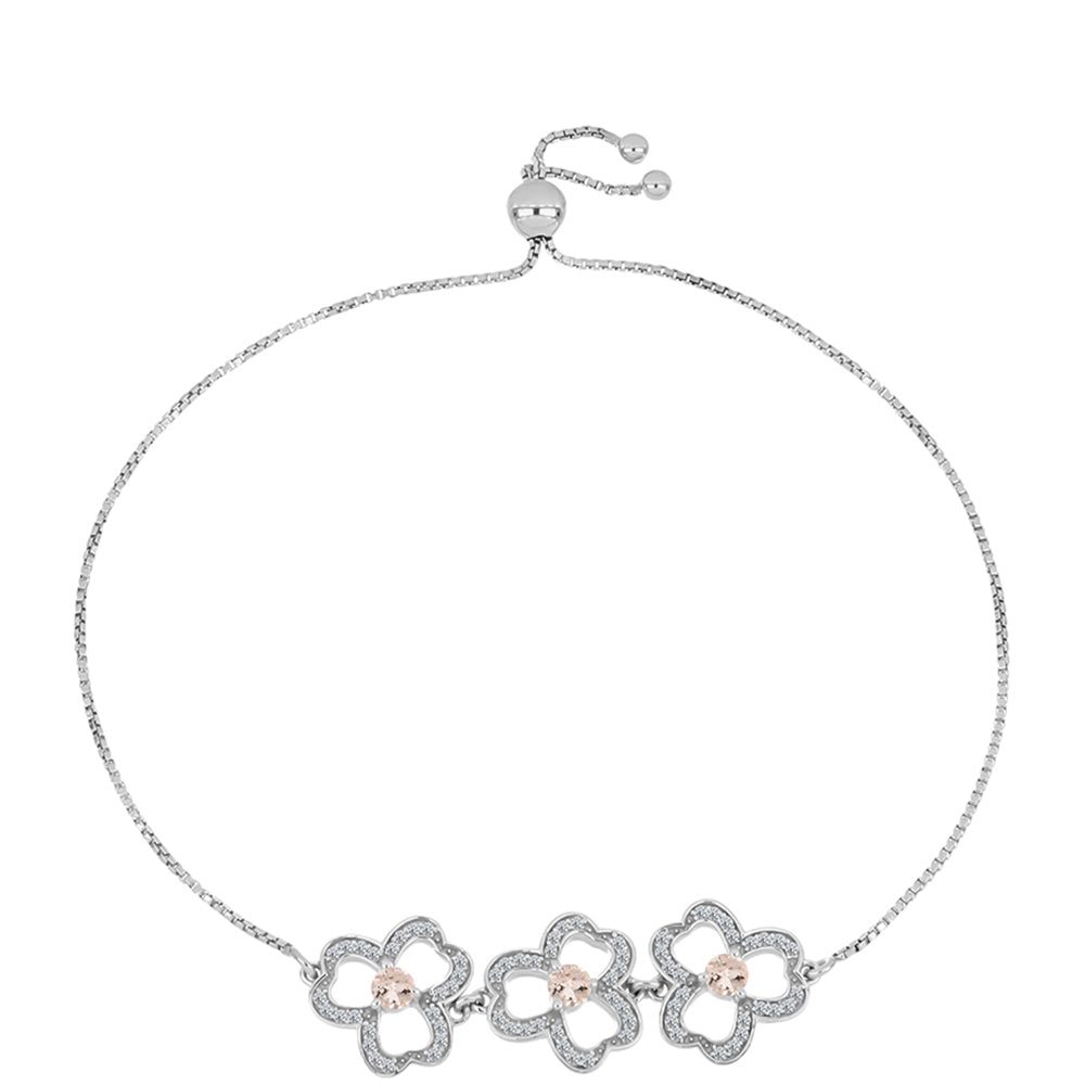 Silberarmband mit Morganit aus Gozareh und weißem Topas 1 