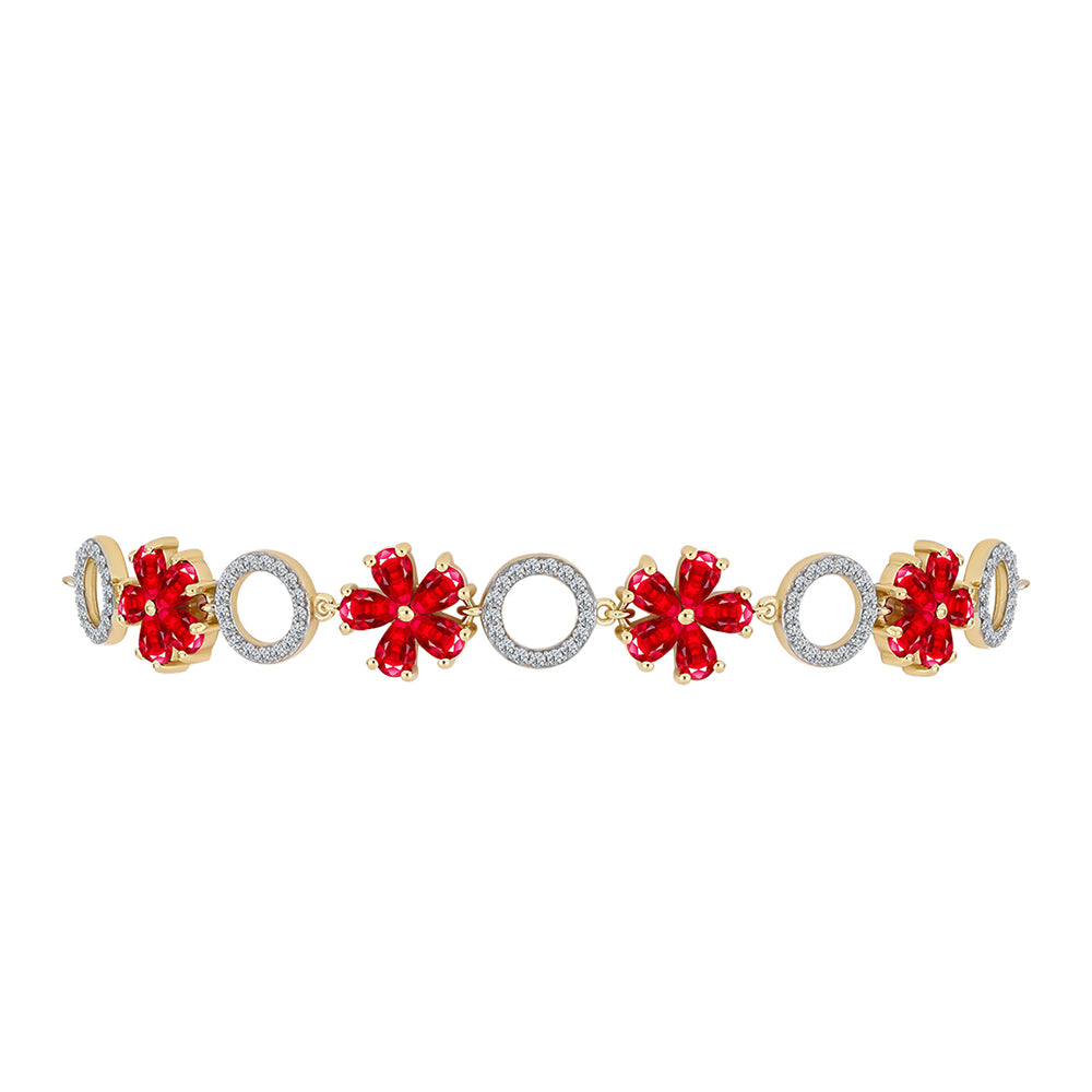 Goldplattiertes Silberarmband mit rotem Achat und weißem Topas