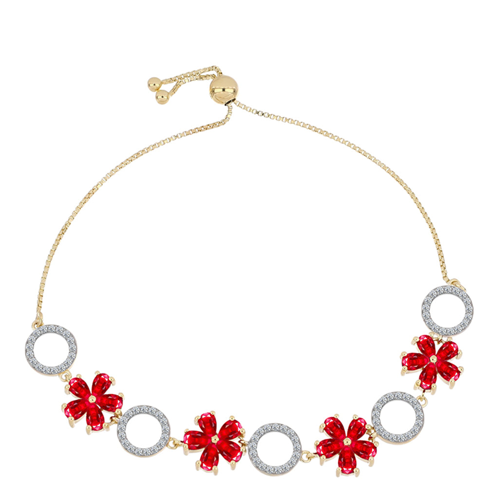 Goldplattiertes Silberarmband mit rotem Achat und weißem Topas 1 