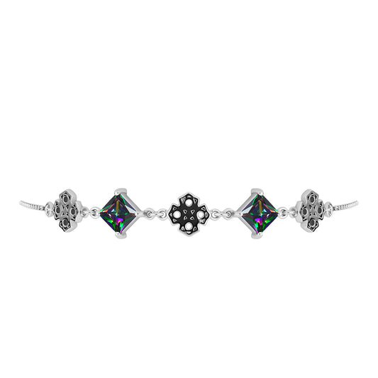 Silberarmband mit brasilianischem grünem mystischem Quarz