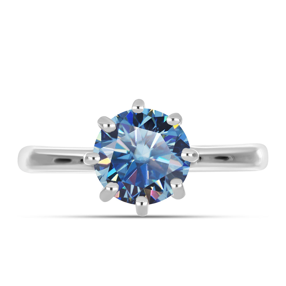 Silberring mit Ozeanblauem Moissanit 1 