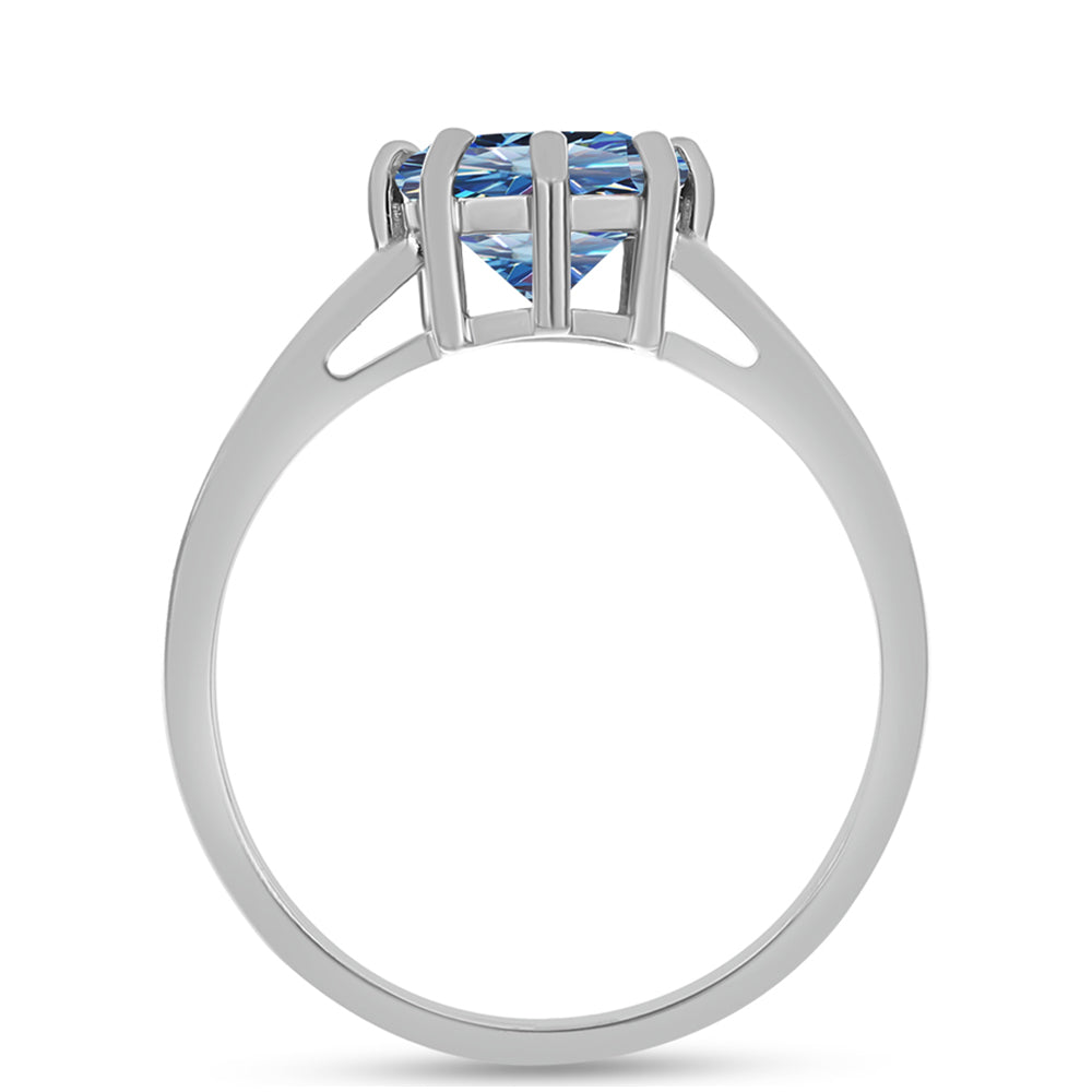 Silberring mit Ozeanblauem Moissanit 2 