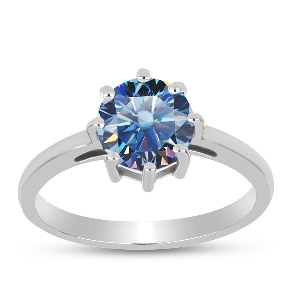 Silberring mit Ozeanblauem Moissanit